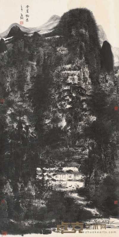 熊红钢 2002年作 苍崖树隐 镜心 136×68cm